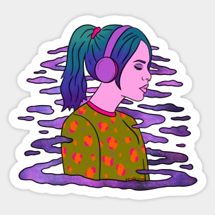 Girl in Headphones Sticker